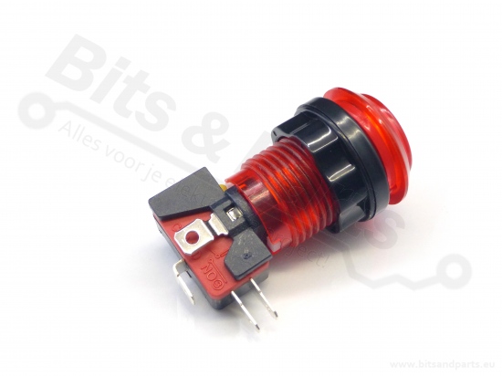 Push button Arcade/Joystick transparent red with lighting 24.2mm